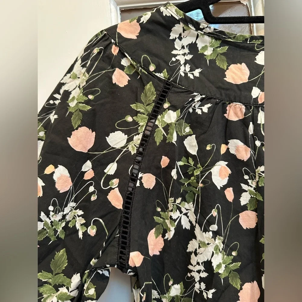 J. Crew Liberty Art Fabrics Poppy Dream Shirt Blouse Floral Print Black Size XXS